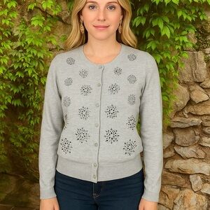 LANDS' END Gray Sequined Cardigan, S